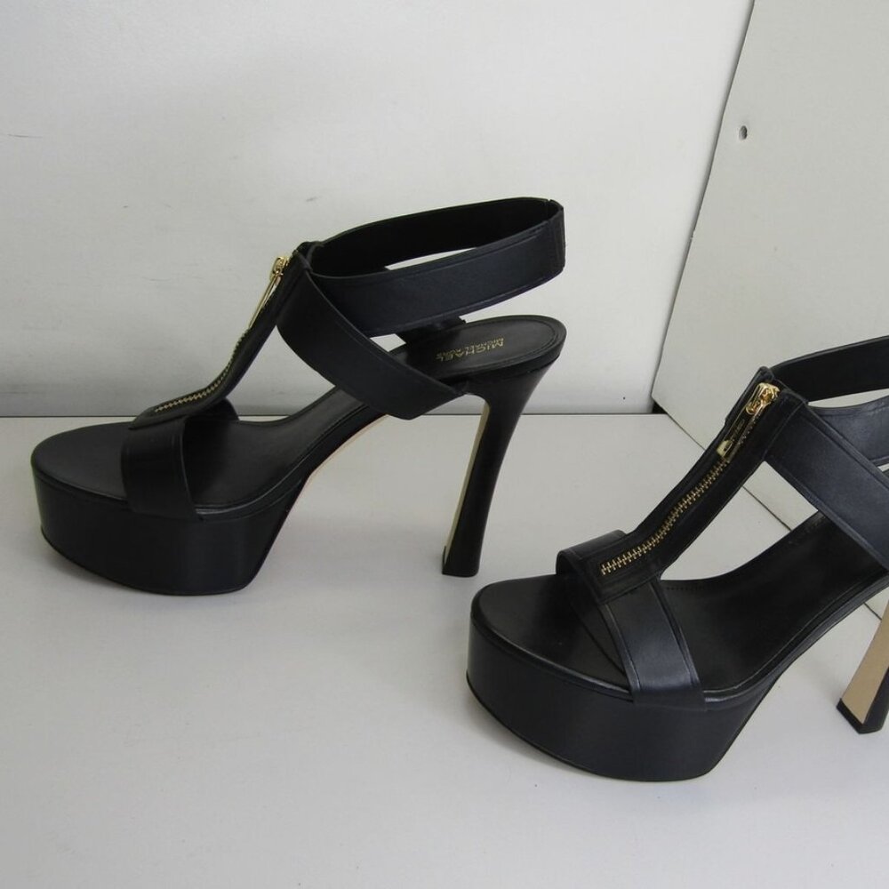 NEW MICHAEL KORS Women Berkley Sandals Platform Front Zipper Ankle Strap Size 10
